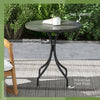 26" Round Patio Table, Outdoor Side Table with Steel Frame and Slat Tabletop for Garden, Backyard, Distressed Gray