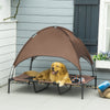48" x 36" Elevated Portable Dog Cot Cooling Pet Bed with UV Protection Canopy Shade, Coffee