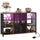 LED Wine Cabinet with Charging Station Glass Holders, Open Shelves, Rustic Brown