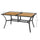 Patio Table with Umbrella Hole, Outdoor Table for 6 People, Steel Frame for Backyard, Lawn Balcony, Brown