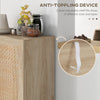 Kitchen Buffte Cabinet, Rattan Kitchen Storage Cabinet, Coffee Bar Cabinet with 2 Rattan Doors & Adjustable Shelves, Natural