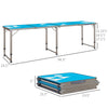 Aluminum Camping Table with Adjustable Legs, 8ft Folding Picnic Table for Travel, BBQ, Beach or Hiking, Blue & White