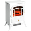 Electric Fireplace Heater, White Fireplace Stove with Realistic LED Log Flames and Overheating Safety Protection, 750/1500W