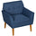 Traditional Accent Chair, Button Tufted Armchair with Wood Legs for Living Room, Bedroom, Blue