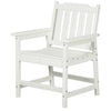 Plastic Patio Chairs, Outdoor Dining Chair with Armrests and Slatted Back, Outdoor Armchair for Lawn, Garden, Poolside, Backyard, White