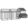 100" Chicken Coop Wooden Chicken House Large Rabbit Hutch Poultry Cage Backyard with Double Run, Nesting Box, Gray