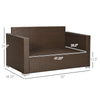 Outdoor Wicker Loveseat, Patio Furniture Couch with Cushions, 2 Seats PE Rattan Sofa, 2 Throw Pillows for Beige