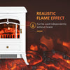 Electric Fireplace Heater, White Fireplace Stove with Realistic LED Log Flames and Overheating Safety Protection, 750/1500W