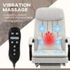 Microfibre Vibration Heated Massage Office Chair, Reclining Computer Chair with Footrest, Lumbar Support Pillow, Armrest, Cream White