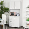 Freestanding Kitchen Buffet with Hutch Storage Organizer with 2 Door Cabinets, 3 Drawers, Open Countertop & Adjustable Shelf, White