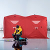 8 Person Ice Fishing Shelter, Waterproof Oxford Fabric Portable Pop-up Ice Tent with 4 Doors for Outdoor Fishing, Red