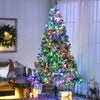 7.5' Artificial Snow Christmas Trees with Frosted Branches, Warm White or Colorful LED Lights, Steel Base