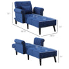 2-In-1 Chaise Lounge Indoor with Rolled Armrest, Nailhead Trim and Button Tufting, Adjustable Velvet Fabric Upholstered Sofa for Bedoom, Blue