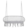 Hanging Hammock Chair Cotton Rope Porch Swing with Metal Frame and Cushion, Large Macrame Seat for Patio, Garden, Light Grey