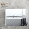 Bathroom Mirror Cabinet with Light, Bathroom Storage Cupboard with USB Charge, Adjustable Shelf, 35.5"W x 25.5"H, White