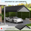10 x 20ft Carport Replacement Canopy, UV Resistant Garage Car Cover with Ball Bungee Cords, Dark Gray