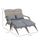 Wicker Adirondack Chair for 2 w/ Cushions & Footrests, PE Rattan Chair, Patio Chair for Porch, Backyard, Garden w/ High-back & Armrests, Gray