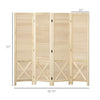 4 Panel Pegboard Display Room Divider, 4.7' Tall Wood Indoor Portable Folding Privacy Screen, Partition Wall Divider for Home Office, Natural