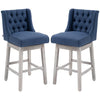 Swivel Bar Stools Set of 2, 30" Bar Height Stools with Linen Upholstery and Button Tufted Design for Kitchen