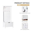 Coat Rack Shoe Bench with Storage 4 In 1 Hall Tree for Entryway Hallway Organizer with Cabinet 3 Hooks Mirrors White
