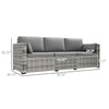 Wicker Patio Couch, PE Rattan 3-Seat Sofa, Outdoor Furniture with Deep Seating, Cushions, Steel Frame, Gray