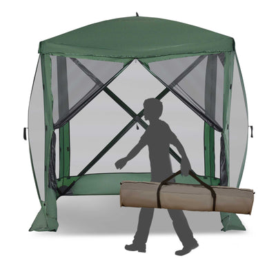 7x7FT Pop Up Canopy Camping Gazebo Portable Screen Tent with Carry Bag, Ventilating Mesh, for Outdoor Activities, Green