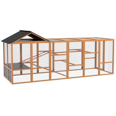 Wooden Chicken Coop Run for 6 - 10 Chickens, Hen House Add-On with Storage & Perches, 49