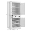 72" Kitchen Cabinet, Pantry Storage Cabinet with Doors and Shelves, Freestanding Food Pantry Cabinet, White