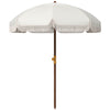 6.2' Beach Umbrella for Travel, Vent, Ruffles, Carry Bag, Portable Outdoor Umbrella for Garden, White