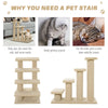 25" 4-Step Pet Stairs, Multi-Level Durable Wear-Resistant Particle Board Carpeted Ladder Ramp, Cat Dog Scratching Post, Cat Tree Climber, Beige