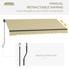 8' x 6.5' Retractable Awning, 280gsm UV Resistant Sunshade Shelter for Deck, Balcony, Yard, Beige