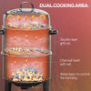 Vertical Charcoal BBQ Smoker, 3-in-1 16" Round Charcoal Barbecue Grill with 2 Cooking Area Thermometer for Outdoor Camping Picnic Cooking