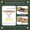 Retro 4-Piece Round Dining Table Set with Extendable Table and Upholstered Chairs, Oak Natural Wood + Off White