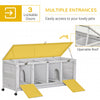 Wooden Rabbit Hutch with Wheels, Dividers for Indoor Use, Light Gray