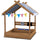 Wooden Sandbox with Canopy, House Design for 3-7 Years Old, Brown