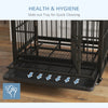 36" Heavy Duty Dog Cage Dog Crate, Metal Dog Cage Kennel with Lockable Wheels, Double Door and Removable Tray, Gray