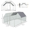 12' Metal Chicken Coop with Run, Walk-In Chicken Cage Rabbit Hutch with Cover and Lockable Door for Backyard, Silver