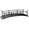 7' Metal Arch Garden Bridge Arc Footbridge with Side Railings Decorative Scrollwork, Black