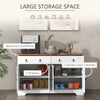 Sideboard Buffet with 2 Drawers, 4 Barn Doors and 2 Adjustable Shelves, Kitchen Buffet Cabinet for Living Room, White