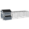 11' x 5' x 3.5' Wooden Chicken Coop with Nesting Box, Run, Pull-out Tray, Perches for 2-4 Chickens, Dark Gray