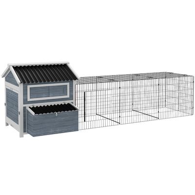 11' x 5' x 3.5' Wooden Chicken Coop with Nesting Box, Run, Pull-out Tray, Perches for 2-4 Chickens, Dark Gray