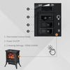 Free Standing Electric Fireplace, Fire Place Heater with Flame Effect, Adjustable Temperature & Overheat Protection, 750W/1500W, Black