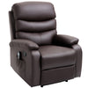 Manual Heated Massage Recliner, Padding Single Sofa with Heat and Remote Control, 8 Massaging Points, Storage Pockets, PU Leather, Brown