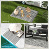 Reversible Outdoor Rug Carpet RV Camping Rugs with Carry Bag, 9' x 12', Gray & Cream White Boho