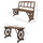 Patio Table and Chairs for 4 People Carriage Wheels Design Outdoor Furniture Set w/ for Backyard Garden, Carbonized