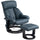Swivel Recliner with Ottoman, Faux Leather Reclining Chair with Massage, Footstool Remote and Side Pocket, Blue