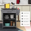 Kitchen Island on Wheels, Rolling Kitchen Cart with Drawer, Stainless Steel Top,Utility Cart with Towel Rack and Spice Rack, Gray
