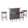 5 Pcs Rattan Wicker Bar Set with Glass Top Table, 2 Tier Storage Shelf and 4 Bar Stools for Outdoor, Patio, Garden & Poolside, Brown