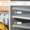 Kitchen Island Utility Storage Trolley Cart with Rubber Wood Top, Towel Rack, 2 Cabinets & Drawers for Dining Room, Grey