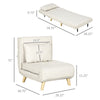 Chair Bed W/ Adjustable Backrest, 2-in-1 Multi-Functional Sofa Bed, Beige